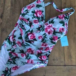 Floral one piece with flattering ruching!